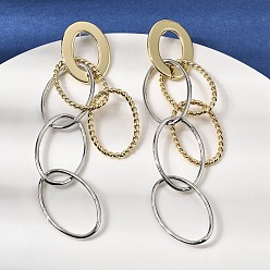 Настоящее золото 18K Латунные серьги-гвоздики с подвесками, овальные, без кадмия и без свинца, реальный 18 k позолоченный, 88x17 мм