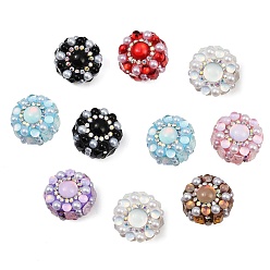 (52) Непрозрачная лаванда Инкрустация стекло полимерная глина стразы рондель бусины, с ABS имитации жемчуга, для DIY ручка-бусина телефон цепочка брелок аксессуары, разноцветные, 20x21x16 мм, отверстие : 1.8 мм