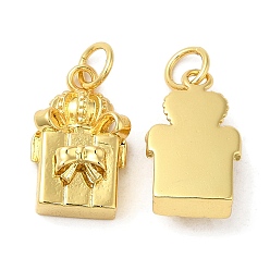 Настоящее золото 18K Стойки обшивки латунные подвески, с целью перехода в кольце, без свинца и без кадмия, долговечный, подарочная коробка очарование, реальный 18 k позолоченный, 15.5x9x5 мм, отверстие : 3.5 мм