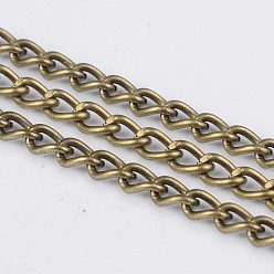 Antique Bronze Iron Twisted Chains Curb Chains, Unwelded, with Spool, Lead Free and Nickel Free, Antique Bronze, Link: 3x5mm, 0.8mm thick, about 328.08 Feet(100m)/roll