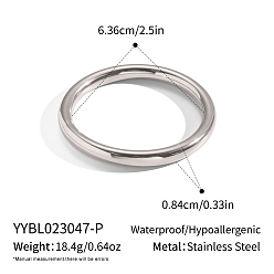 Нержавеющая Сталь Цвет 304 простые браслеты из нержавеющей стали для женщин, цвет нержавеющей стали, внутренний диаметр: 25-1/8 дюйм (63.8 см)