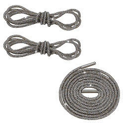 Кристалл Резиновые шнурки со стразами, с концами из сплава, круглые, кристалл, 1200x3.5 мм