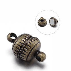 Античная Бронза Круглые латунные магнитные застежки с петлями, без никеля , античная бронза, 13x8 мм, отверстие : 0.5 мм