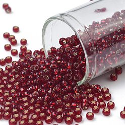 (25D) Silver Lined Garnet TOHO Round Seed Beads, Japanese Seed Beads, (25D) Silver Lined Garnet, 8/0, 3mm, Hole: 1mm, about 222pcs/bottle, 10g/bottle