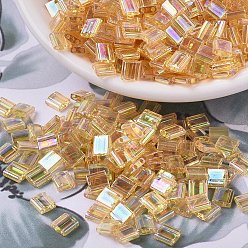 (TL251) Transparent Light Topaz AB MIYUKI TILA Beads, Japanese Seed Beads, 2-Hole, (TL251) Transparent Light Topaz AB, 5x5x1.9mm, Hole: 0.8mm, about 5900pcs/500g