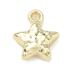 Golden Alloy Charms, Hammered Star Charms, Golden, 10.5x9x3mm, Hole: 1.2mm
