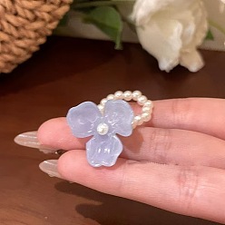 Лиловый Кольца из акрила и искусственного жемчуга для женщин, цветок, сирень, внутренний диаметр: 17 мм