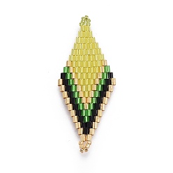 Шампанско-Желтый Японский бисер miyuki & toho ручной работы ссылки, Ткацкий станок, ромб, шампанское желтый, 44.6~45.2x17.8~18.6x1.6~1.7 мм, отверстие : 1.4~1.6 мм