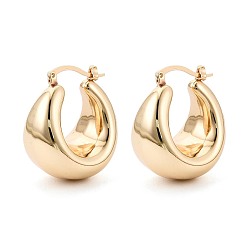 Настоящее золото 18K Латунные серьги обруча, c-образный, ионное покрытие (ip), реальный 18 k позолоченный, 28x25x18.5 мм