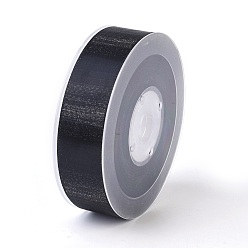Noir Ruban satin polyester double face, avec couleur argent métallique, noir, 1 pouces (25 mm), à propos de 100yards / roll (91.44m / roll)