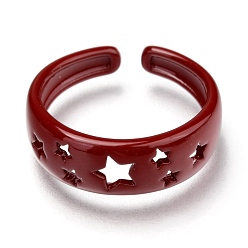 Mixed Color Spray Painted Brass Cuff Rings, Open Rings, Star, Mixed Color, US Size 8(18.1mm)