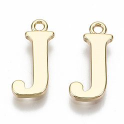 Letter J Латунь прелести, без никеля , буквы, реальный 18 k позолоченный, letter.j, J: 14.5x7x1 мм, отверстие : 1.2 мм