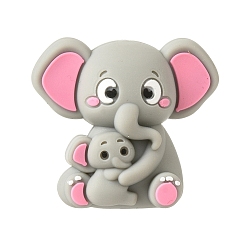 Слон Силиконовые бусины на день матери, фокусные бусы, серые, слон, 29x32.5x16 мм, отверстие : 2.5 мм