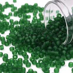 (7BF) Transparent Frost Grass Green Круглые бусины toho, японский бисер, (7 bf) прозрачный иней травяной зеленый, 8/0, 3 мм, отверстие : 1 мм, Около 1110 шт / 50 г