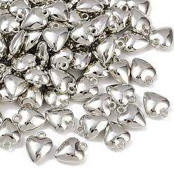 Платина Абс пластмассовые подвески, сердце, граненые, платина, 15x12x6 мм, отверстие : 1.6 мм