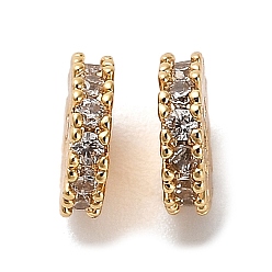 Настоящее золото 18K Латунные микропаве из прозрачного кубического циркония, без кадмия, без никеля и без свинца, снежинка, реальный 18 k позолоченный, 6x1.5 мм, отверстие : 1 мм