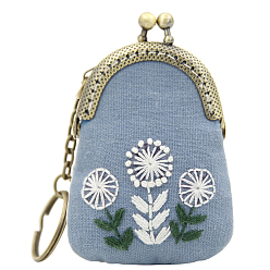 Цветок Набор для вышивки кошелька с замком поцелуй своими руками, включая ткань, пяльцы, иглы и нитки, металлическая ручка кошелька, инструкция, цветок, 70x55 мм