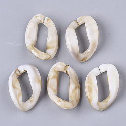 Желтая Старая Ткань  Акриловые связей кольца, разъемы для быстрой связи, для изготовления бордюрных цепей, Стиль имитация драгоценных камней, твист, старое кружево, 37.5x27x5.5 мм, внутренний диаметр: 25.5x9 мм, примерно: 160 шт. / 500 г