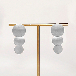 Нержавеющая Сталь Цвет Не тускнеющая матовая круглая 201 серьга-гвоздик из нержавеющей стали, для женщин, цвет нержавеющей стали, 55x24 мм