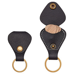 Черный Сумки для хранения из искусственной кожи с железными кольцами, для хранения медиаторов, чёрные, 85 мм