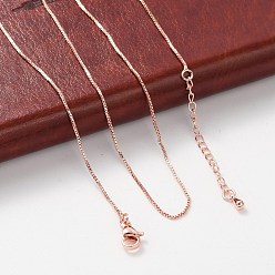 Розовое Золото Ожерелья-цепочки из латуни для женщин, 304 из нержавеющей стали застежкой омар, стойки покрытие, без свинца и без кадмия, долговечный, розовое золото , 15.98 длина дюйма (40.6 см) + удлинитель 50~60 мм, 0.04 дюйм (0.1 см)