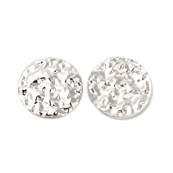 Нержавеющая Сталь Цвет Не тускнеющие 304 подвески из нержавеющей стали, чеканные плоские круглые подвески, цвет нержавеющей стали, 29.5x2.5 мм, отверстие : 2.5 мм