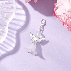 Белый Дым Акриловые подвесные украшения, с легкосплавным крылом и застежками-карабообразными когтями, ангел, серый, 45 мм