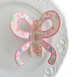 Polka Dot Заколка для волос с акриловым когтем в виде банта для женщин, узор в горошек, 130x80x90 мм