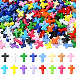(52) Непрозрачная лаванда 560 шт 16 цвета непрозрачные акриловые бусины, крестик, разноцветные, 16x12x4.5 мм, отверстие : 2 мм, 35 шт / цвет