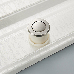Platinum Round Zinc Alloy and Plastic Push Button Cabinet Door Knobs, Recessed Pulls Handles for Kitchen Drawer Pulls, Platinum, 27mm