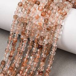 Rutilated Quartz Natural Black Gold Rutilated Quartz Beads Strands, Cube, Faceted, 4x4x4mm, Hole: 0.8mm, about 98pcs/strand, 15.35''(39cm)