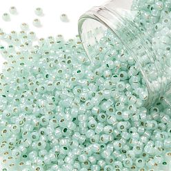 (PF22) PermaFinish Light Topaz Silver Lined TOHO Round Seed Beads, Japanese Seed Beads, (PF22) PermaFinish Light Topaz Silver Lined, 8/0, 3mm, Hole: 1mm, about 222pcs/bottle, 10g/bottle