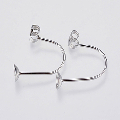 Stainless Steel Color Tarnish Resistant 304 Stainless Steel Ear Nuts, Earring Backs, Stainless Steel Color, 23.5x18mm, Hole: 0.8mm