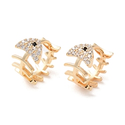 Золотой Латунные кубических серьги циркония обруч, елочка, золотые, 11.5x7.5 мм