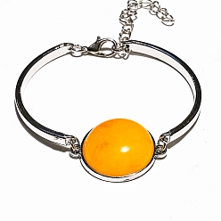 Халцедон Браслет с плоскими круглыми звеньями из натурального желтого халцедона, с изогнутой трубкой, 7-1/8 дюйм (18 см)