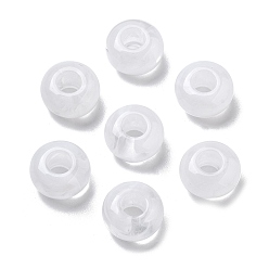 Белый Двухцветные акриловые бусины, бусы из искусственного камня, плоско-круглые, белые, 13.5x7.5 мм, отверстие : 5 мм