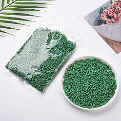 Pale Green Glass Seed Beads, Opaque Colours Seed, Small Craft Beads for DIY Jewelry Making, Round, Pale Green, 4mm, Hole:1.5mm, about 4500pcs/pound