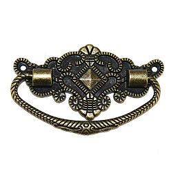Antique Bronze Embossed Alloy Drawer Bail Pulls, Retro Swing Dresser Handle, Cabinet Pulls Handles for Drawer, Doorknob Accessories, Antique Bronze, 72x44mm, Hole Center: 63mm