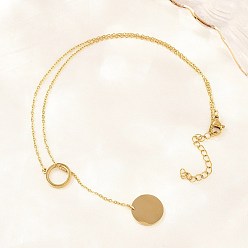 Золотой Регулируемые 304 подвески-лариаты из нержавеющей стали в виде монеты, ионное покрытие (ip), долговечный, золотые, 18.50 дюйм (47 см)