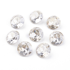 Серебряный Оттенок Заостренные задние и задние боковые кабошоны из стразного стекла, класс А, граненые, плоско-круглые, серебряный оттенок, 8x4.5 мм