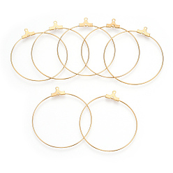 Настоящее золото 18K Вакуумное покрытие pvd 304 подвески из нержавеющей стали, обручание серьги, реальный 18 k позолоченный, 40x35x1.5 мм, 20 датчик, отверстие : 1.2 мм, штифты : 0.8 мм