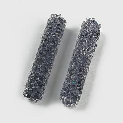 Montana Granos del rhinestone de cristal, para hacer artesanías de joyería diy, tubo, Montana, 32~33x6 mm, agujero: 0.8 mm