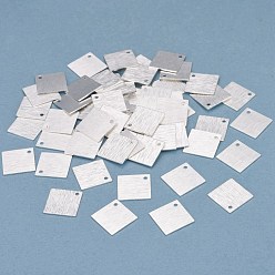 Посеребрённый Латунь прелести, квадратный, 925 серебро покрытием, 14x14x1 мм, отверстие : 1 мм