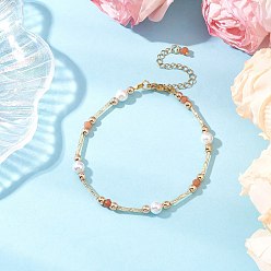 Перу Браслеты из бисера из окрашенного натурального малайзийского нефрита для женщин, с ракушечным жемчугом и стеклянным витым горном, Перу, 8-1/4 дюйм (21 см)