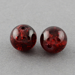 Dark Red Crackle Glass Beads Strands, Round, Dark Red, 12mm, Hole: 1.3~1.6mm, about 66pcs/strand, 31.4 inch