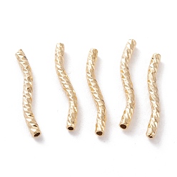 Настоящее золото 24K Бисера латунной трубки, долговечный, изогнутые бусины, реальный 24 k позолоченный, 20x2 мм, отверстие : 1 мм