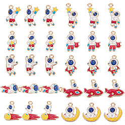 Mixed Color 60Pcs 10 Styles Alloy Enamel Pendants, Spaceman, Mixed Color, 6pcs/style