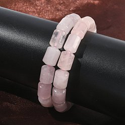Розовый Кварц Браслеты из натурального розового кварца в виде колонны, эластичные, для женщин и мужчин., внутренний диаметр: 2.17 дюйм (5.5 см)