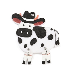 Черный Печатные акриловые подвески, коровье молоко, с железной фурнитурой, чёрные, 38x25x2 мм, отверстие : 1.6 мм