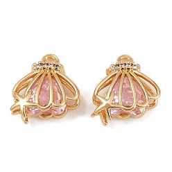 Настоящее золото 18K Латунные микро проложить кубического циркония прелести, без кадмия, без никеля и без свинца, подвески в виде ракушек и морских звезд, реальный 18 k позолоченный, 13x11.5x5 мм, отверстие : 1.2 мм